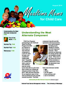 Mealtime Memo August 2014 for Child Care  Understanding the Meat