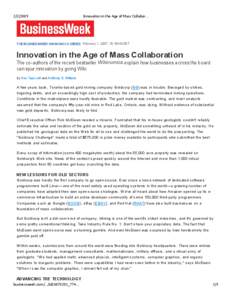 Innovation in the Age of Mass Collabor… THE BUSINESSWEEK WIKINOMICS SERIES February 1, 2007, 10:18AM EST