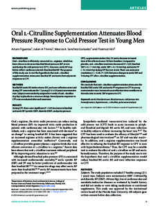 Oral L-Citrulline Supplementation Attenuates Blood Pressure Response to Cold Pressor Test in Young Men