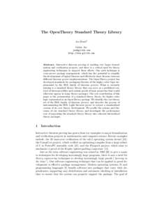 The OpenTheory Standard Theory Library Joe Hurd1 Galois, Inc.  http://www.gilith.com