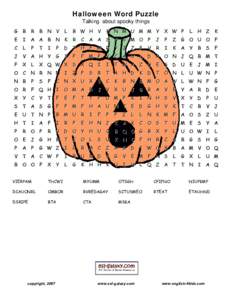 Halloween Word Puzzle Talking about spooky things G B R B N V L