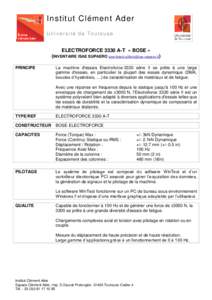 Institut Clément Ader Université de Toulouse ELECTROFORCE 3330 A-T « BOSE » (INVENTAIRE ISAE SUPAERO ) PRINCIPE