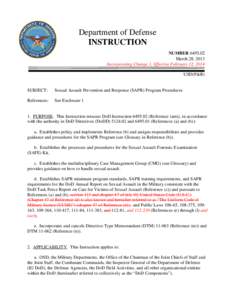 DoD Instruction, March 28, 2013; Incorporating Change 1, Effective February 12, 2014