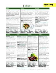 Clean Eating  MEAL PLAN JUNE 2016