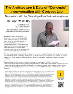 The Architecture & Data of “Concepts”: a conversation with Concept Lab Symposium with the Cambridge & North American groups Thu Apr 7th 3:30p South Hall 2635