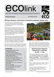 ecolink  newsletter of the Environment and conservation organisations of new zealand OCT-Nov 2014