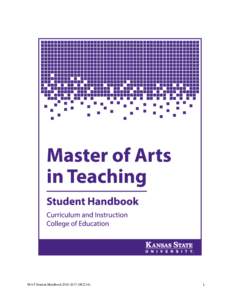 M AT Student Handbook Master of Arts in Teaching Kansas State University
