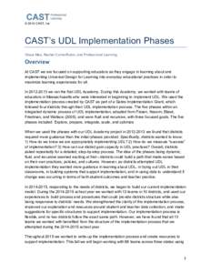 © 2015 CAST, Inc	
    CAST’s UDL Implementation Phases Grace Meo, Rachel Currie-Rubin, and Professional Learning  Overview
