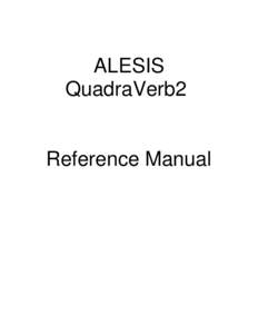 ALESIS QuadraVerb2 Reference Manual  Introduction