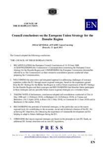 EN  COUNCIL OF THE EUROPEAN UNION  Council conclusions on the European Union Strategy for the