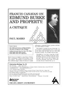 FRANCIS CANAVAN ON  EDMUND BURKE AND PROPERTY: A CRITIQUE