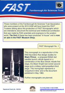 British space programme / Blue Streak / Black Knight / Saunders-Roe / Farnborough Air Sciences Trust / Monograph / Rocket / Solid-fuel rocket / Space technology / Spaceflight / Transport