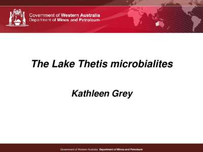 The Lake Thetis microbialites Kathleen Grey Government Government of of Western