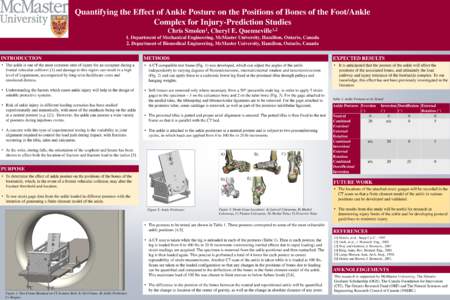 Quantifying the Effect of Ankle Posture on the Positions of Bones of the Foot/Ankle Complex for Injury-Prediction Studies Chris 1 Smolen ,