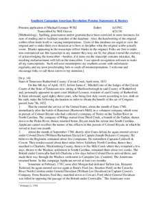 Southern Campaign American Revolution Pension Statements & Rosters Pension application of Michael Lorance W382 Esther fn33NC Transcribed by Will Graves[removed]