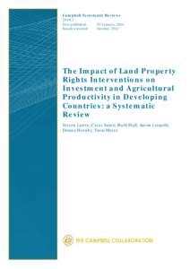 The impact of land property rights interventions on investment and agricultural productivity in developing countries: a systematic review