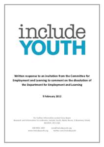 Written response to an invitation from the Committee for Employment and Learning to comment on the dissolution of the Department for Employment and Learning 9 February 2012