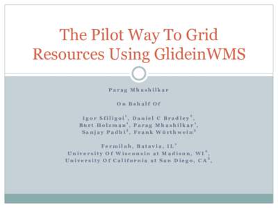 The Pilot Way To Grid Resources Using GlideinWMS Parag Mhashilkar On Behalf Of 1