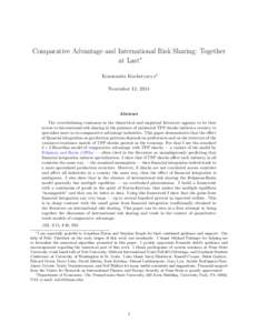 Comparative Advantage and International Risk Sharing: Together at Last∗ Konstantin Kucheryavyy† November 12, 2014  Abstract