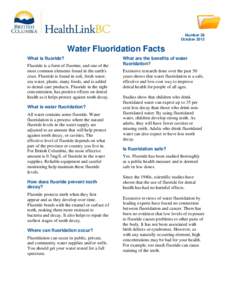 Water Fluoridation Facts - HealthLinkBC File #28 - Printer-friendly version