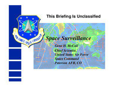 This Briefing Is Unclassified  Space Surveillance