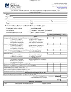 CFSPH Order Form 2160 College of Veterinary Medicine Iowa State University - Ames, IAPhone: Fax: http://www.cfsph.iastate.edu Email: 