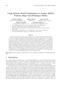 Genome Informatics 15(2): 266–Using Protein Motif Combinations to Update KEGG Pathway Maps and Orthologue Tables