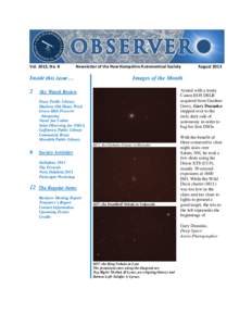 Vol. 2013, No. 8  Newsletter of the New Hampshire Astronomical Society Inside this issue…