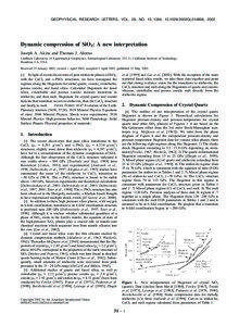 GEOPHYSICAL RESEARCH LETTERS, VOL. 29, NO. 10, 1394, [removed]2002GL014806, 2002  Dynamic compression of SiO2: A new interpretation