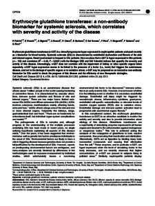 Erythrocyte glutathione transferase: a non-antibody biomarker for systemic sclerosis, which correlates with severity and activity of the disease