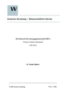 Die Deutsche Forschungsgemeinschaft (DFG) Strukturen, Verfahren, Reformbedarf