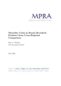 M PRA Munich Personal RePEc Archive Mortality Crisis in Russia Revisited: Evidence from Cross-Regional Comparison