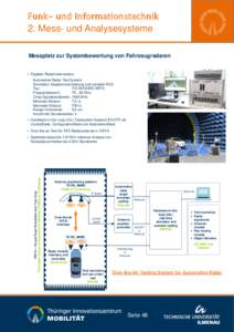 Funk- und Informationstechnik  2. Mess- und Analysesysteme Messplatz zur Systembewertung von Fahrzeugradaren  • Digitaler Radarzielsimulator