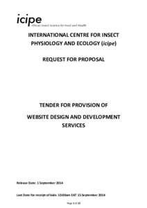 INTERNATIONAL CENTRE FOR INSECT PHYSIOLOGY AND ECOLOGY (icipe) REQUEST FOR PROPOSAL TENDER FOR PROVISION OF WEBSITE DESIGN AND DEVELOPMENT
