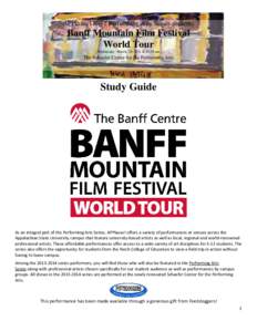 APPlause! K-12 Performing Arts Series presents  Banff Mountain Film Festival World Tour Wednesday, March, [removed]at 10:30 am