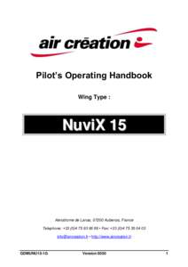 Pilot’s Operating Handbook Wing Type : NuviX 15  Aérodrome de Lanas, 07200 Aubenas, France
