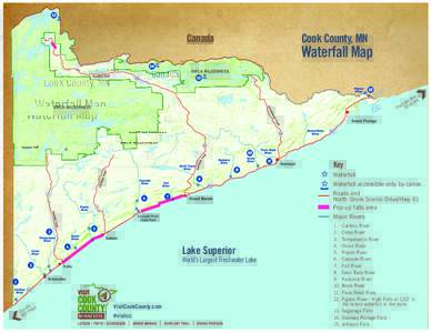 Canada  Cook County, MN Waterfall Map ay