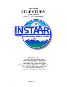 2003 INSTAAR  SELF STUDY PUBLIC VERSION (PARTS C - N, NO APPENDICES)