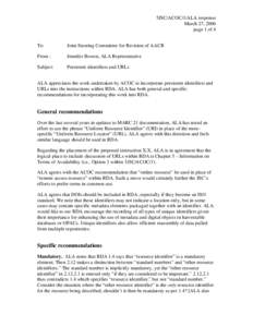 5JSC ACOC 1 Persistent identifiers and URLS – Draft ALA  response