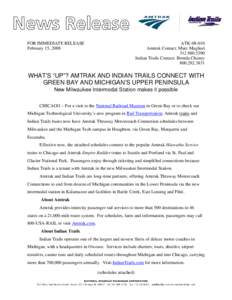 FOR IMMEDIATE RELEASE February 15, 2008 ATK[removed]Amtrak Contact: Marc Magliari[removed]