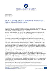 Biomarker Letter of Support EMA