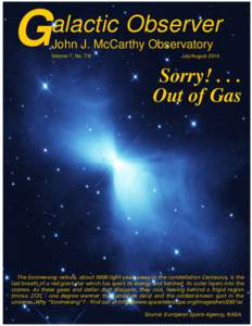 G  alactic Observer John J. McCarthy Observatory  Volume 7, No. 7/8
