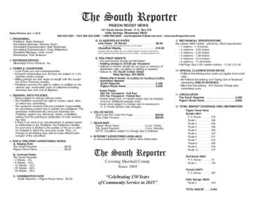 The TheSouth SouthReporter Reporter Rates Effective Jan. 1, 2015