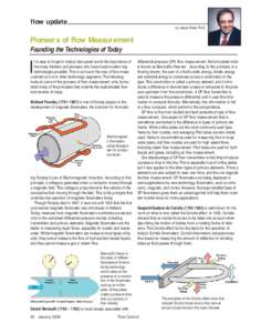 flow update by Jesse Yoder, Ph.D. Pioneers of Flow Measurement Founding the Technologies of Today t is easy to forget in today’s fast-paced world the importance of