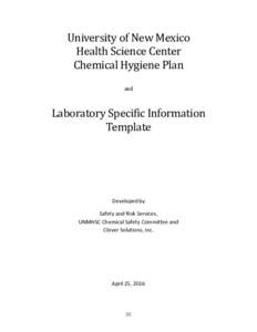 University of New Mexico Health Science Center Chemical Hygiene Plan and  Laboratory Specific Information
