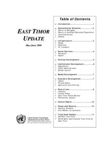 Table of Contents  EAST TIMOR UPDATE May-June 2000