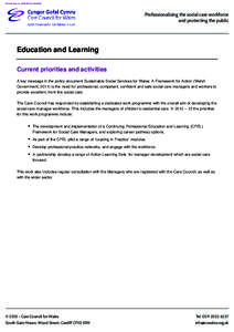 Printed from onat 02:22:30  Professionalising the social care workforce and protecting the public  Education and Learning