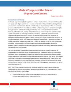 Medical Surge and the Role of Urgent Care Centers
