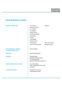 Swaraj Mazda Limited BOARD OF DIRECTORS S.K. TUTEJA  -