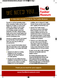 Corporate Membership Scheme_A5:Layout:10 Page 1  To help raise valuable funds for The Fusilier Museum Our aim is to tell the fascinating stories of the Lancashire Fusiliers and the Royal Regiment of Fusil
